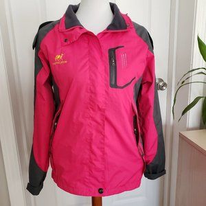 Cemdyztop Womens Waterproof Windbreaker Rain Jacket Pink Gray Outdoor Hiking XS